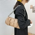 thumbnail image 3 of POINTERTECK Retro Women Pure Color Pleated Underarm Bag PU Leather Thick Chain Shoulder Bags, 3 of 9