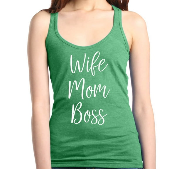 Shop4Ever Women's Wife Mom Boss Racerback Tank Top XX-Large Kelly Green