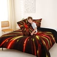 thumbnail image 4 of Manfei Starburst Light Queen Comforter Set, Geometric Comforter Sets Queen, Red and Yellow, Black Reversible 3-Piece, 1 Comforter and 2 Pillowcases, 4 of 6