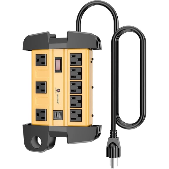 8 Outlets Heavy Duty Surge Protector Power Strip with 2 USB Ports, 9FT Cord, 1800J, ETL, White