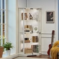 thumbnail image 5 of 2 Pack LELELINKY Farmhouse Corner Display Cabinet with Glass Doors, Corner Curio Cabinet with 3-Color LED Motion-Sensor Light, White, 5 of 11