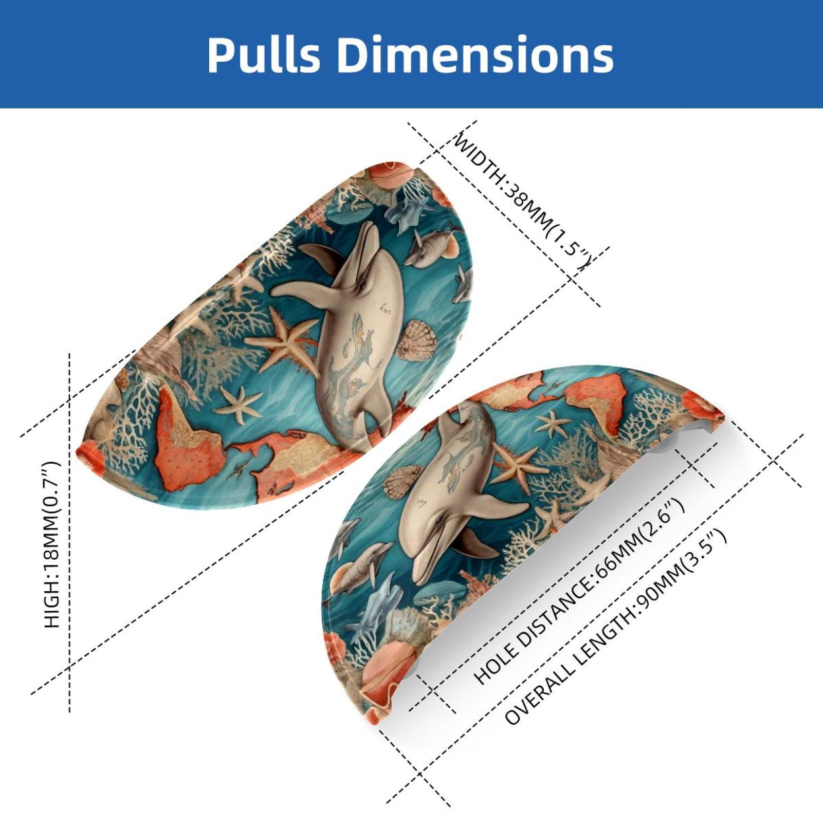 PhooArto 6 Pcs Cup Drawer Pulls, Vintage Map Dolphin Shell Shape Handles Cabinet Knobs for Dresser Cupboard Closet Wardrobe with Screws