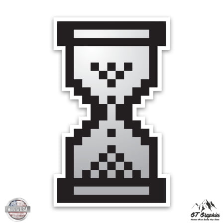 Hourglass Pixel Computer Old School - 3" Vinyl Sticker - For Car Laptop I-Pad Phone Helmet Hard Hat - Waterproof Decal