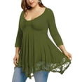 thumbnail image 2 of Jumpingount Vestido corto de encaje Color sólido Transpirable Casual Bordado floral Mujeres Swing Sundress Oficina Citas Ropa de verano Vestidos Verde SG, 2 of 6