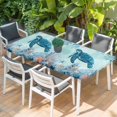 thumbnail image 2 of Coastal Turtle Blue Table Cloths for 4 Foot Rectangle Tables, Summer Beach Nautical Coral Starfish Patio Waterproof Elastic Fitted Tablecloths, Washable Rectangular Table Cover for Camping, 2 of 8