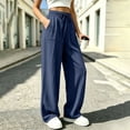 thumbnail image 5 of Njagoc3 Womens Palazzo Pants Casual Drawstring Flowy Pants Wide Leg Fall Beach Trousers with Pockets, 5 of 6