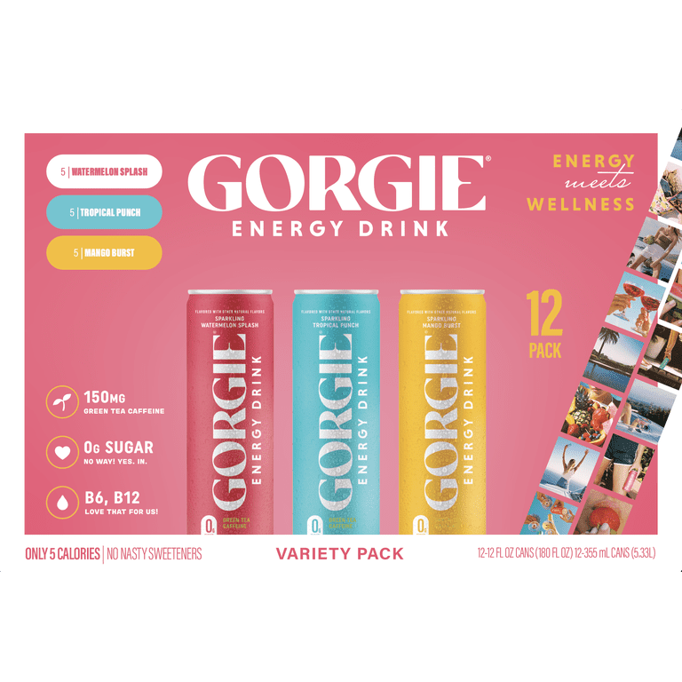GORGIE Sparkling Energy Drink Variety Pack, 12 fl oz, 12 Pack photo 4