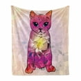 thumbnail image 1 of Cat Soft Flannel Fleece Throw Blanket, Geometrc Digital Color Robot Cat with Technologic Patterns Little Retro Art, Cozy Plush for Indoor and Outdoor Use, 50" x 60", Pink Fuchsia, by Ambesonne, 1 of 6