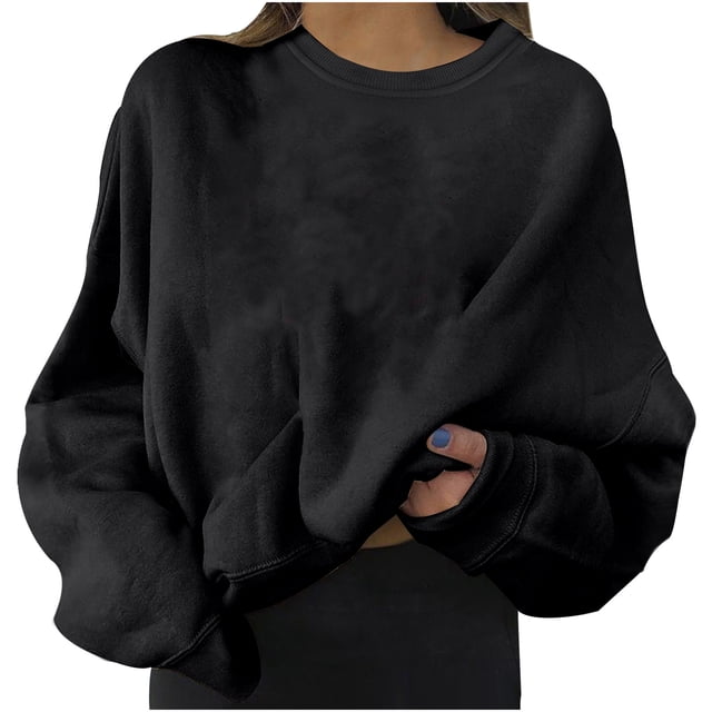 Pompotops Mode Femmes Décontracté Manches Longues Dames Sweat-Shirts Courts