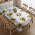 thumbnail image 2 of White Green Leaf Sunflower Pattern Rectangle Tablecloth 60"x84",Waterproof Polyester Rectangle Table Cloth, Wipeable Spillproof Polyester Tablecloth for Dining, Camping, Indoor and Outdoor, 2 of 5