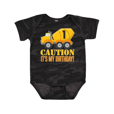 

Inktastic 1st Birthday Construction Truck Cement Mixer -one Year Old Gift Baby Boy or Baby Girl Bodysuit