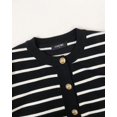 thumbnail image 5 of CHICME Striped Cardigan Sweaters for Women Crew Neck Long Sleeve Button Down Lightweight Fall Knit Sweater Black-L, 5 of 9