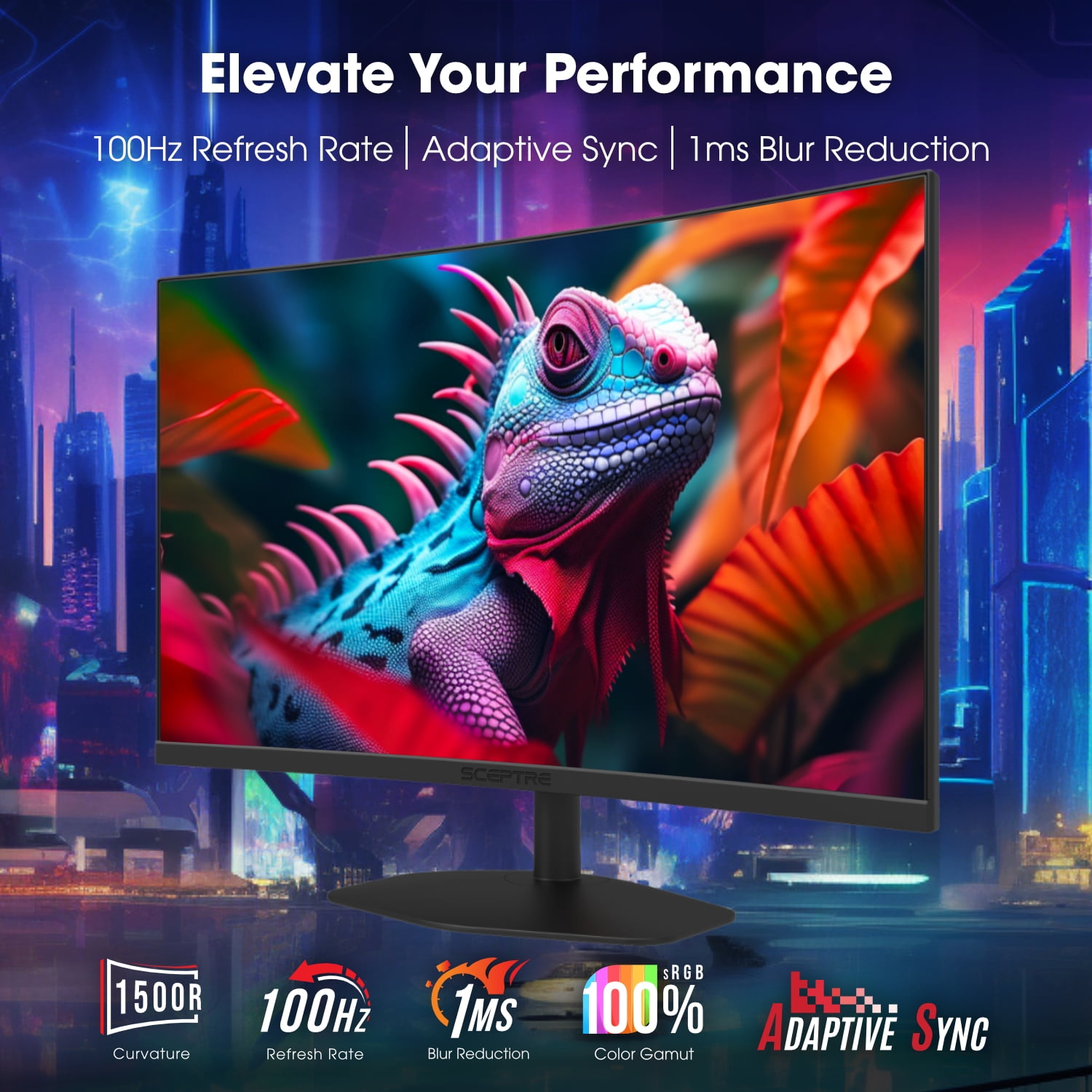 Sceptre 27" 1080p LED Curved Gaming Monitor, Black, C275W-FW100T