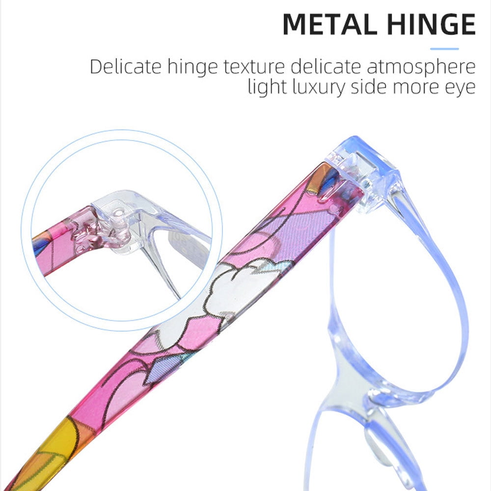 3 Pairs of Oval Clear Frame Anti-Blue Light Reading Glasses for Women Printed Ultralight Presbyopia Glasses Plastic Readers +4.00 with Case