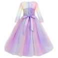 thumbnail image 3 of Vestido IBTOM CASTLE de tul con encaje floral arcoíris para 3-4 años, 3 of 6