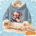 thumbnail image 2 of Oiyii Tween Girl's Highland Cow Graphic Hoodie Long Sleeve Hoodies Warm Hooded Sweatshirt,Light Blue, 2 of 5