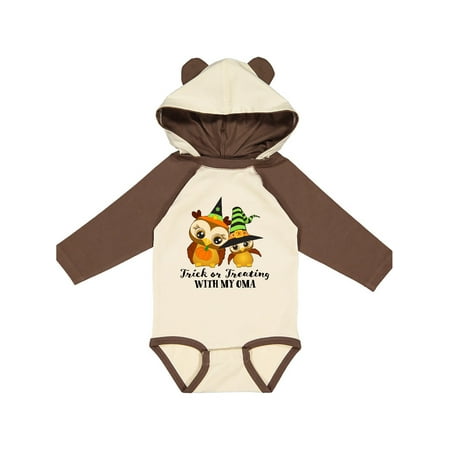 

Inktastic Trick or Treating with my Oma with Cute Witch Owls Gift Baby Boy or Baby Girl Long Sleeve Bodysuit