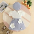 thumbnail image 2 of sususu Toddler Girls Outfits 2 piece Ribbed T-Shirt and Plaid Skirt Set with Ruffles Short Sleeve Top and Matching Hat Outfit,Purple,6-9 Months, 2 of 8