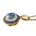 thumbnail image 4 of Luxoro AAA Blue Aquamarine Champagne Diamond Round 14K Yellow Gold Halo Pendant Necklace for Women Jewelry Gifts Size 20" Ct 1.3 I3 Clarity, 4 of 7