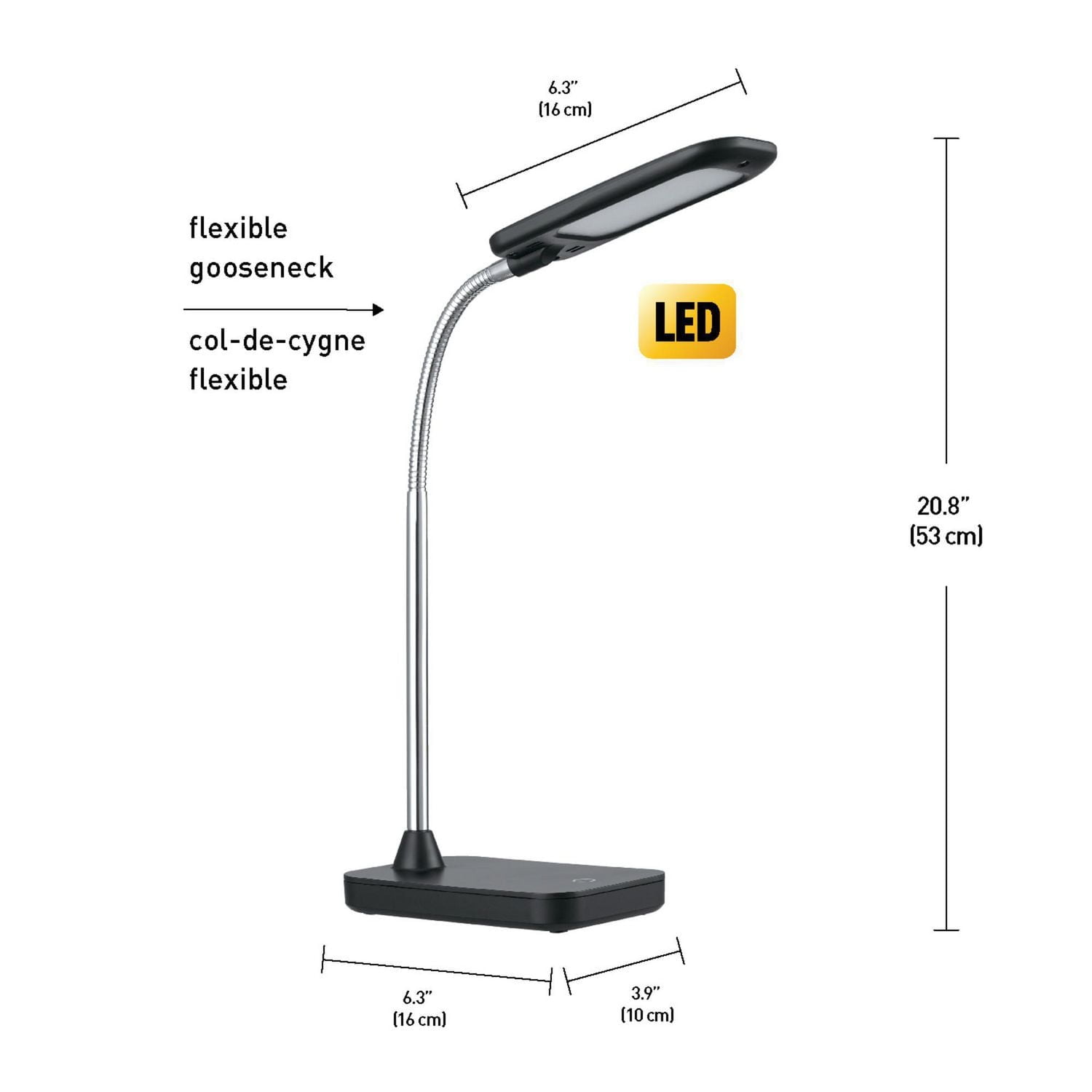 Globe Electric LED Integrated Metal Desk Lamp, Chrome Gooseneck, 5 Watts, 260 Lumens