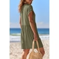 thumbnail image 3 of Merokeety Summer Rompers for Women Casual V Neck Shorts Overalls Loose Fit Onesie with Pockets Olive 2xl, 3 of 5