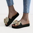 thumbnail image 6 of Viluyesy Womens Slide Sandals, Open Toe Floral Bow Slip On Casual Beach Flatform Slippers Green, 6 of 9