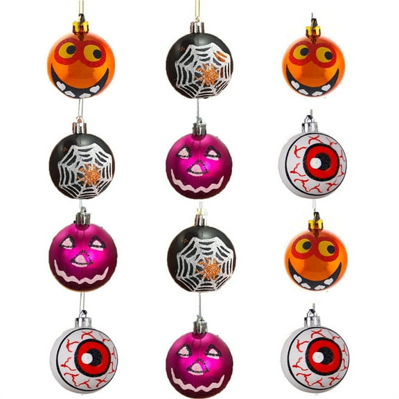 OAVQHLG3B 12 Pcs Halloween Tree Ornament Halloween Decorations,Hanging Ornaments Fabric Wrapped Hanging Ornament Pumpkin Fabric Covered Fall Hanging Ornaments
