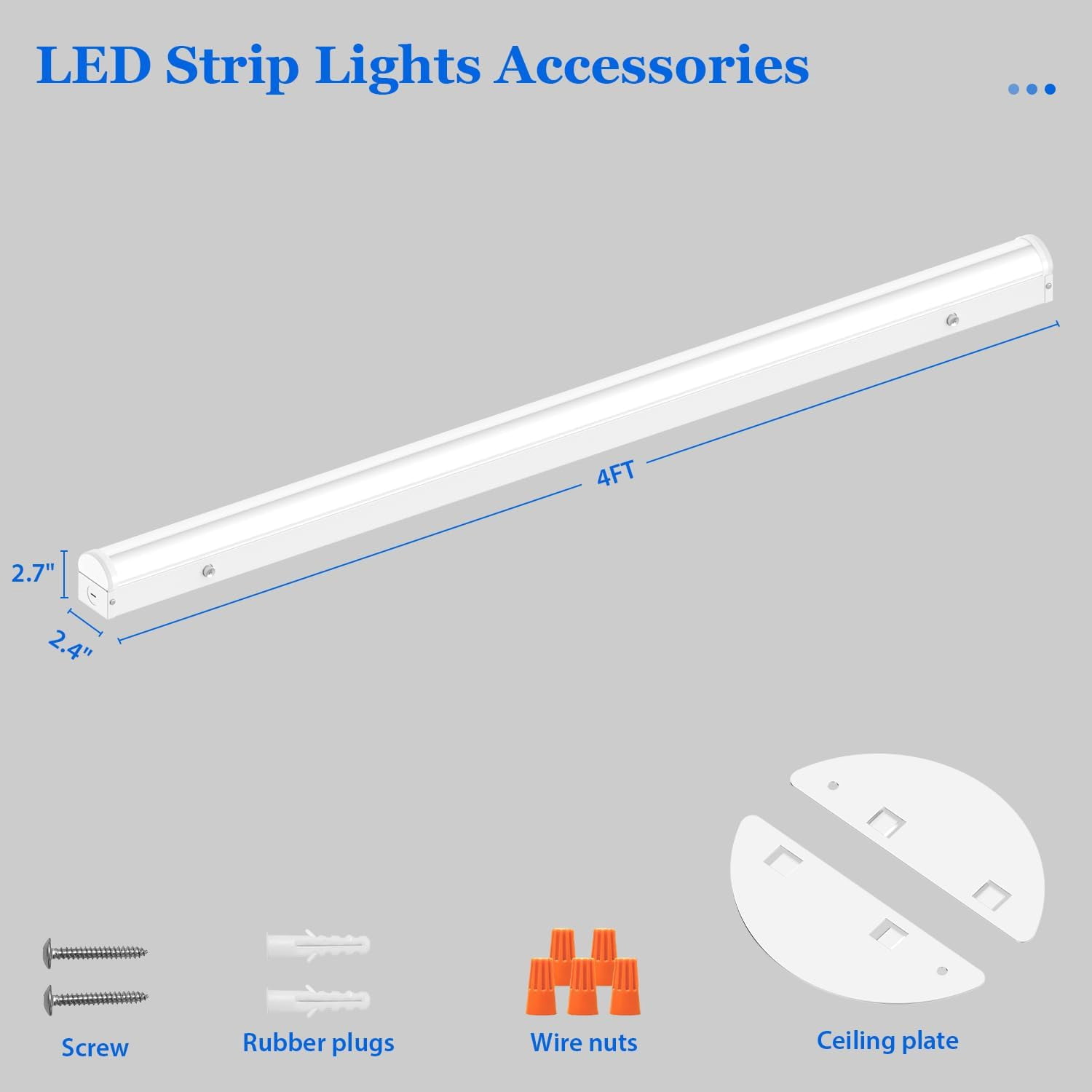 dephen 4FT LED Linear Strip, 20W/30W/40W Selectable Shop Light, 5280Lumens 4 CCT Tunable 3000K-5000K, Hardwired Ceiling Lighting for Garage, Office, Warehouse, Supermarket UL-Listed