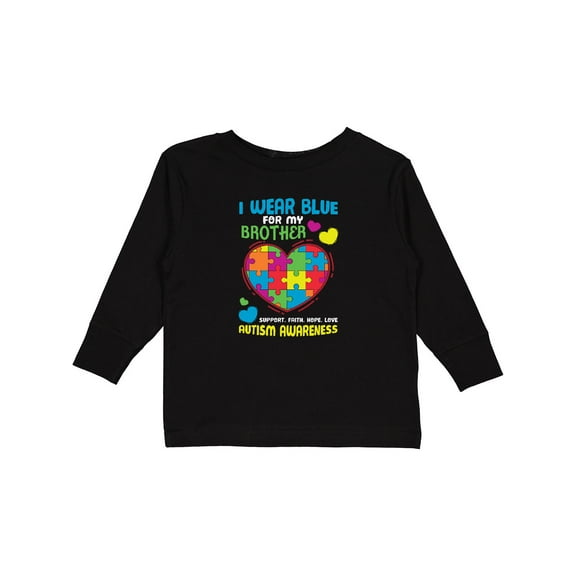 Inktastic I Wear Blue for my Brother Autism Awareness Boys or Girls Long Sleeve Toddler T-Shirt
