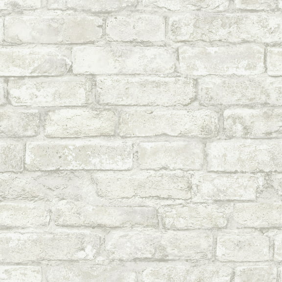 InHome White Portsmouth Brick Vinyl Peel and Stick Wallpaper, 20.8 in x 18 ft, 31.2 Sq. ft.