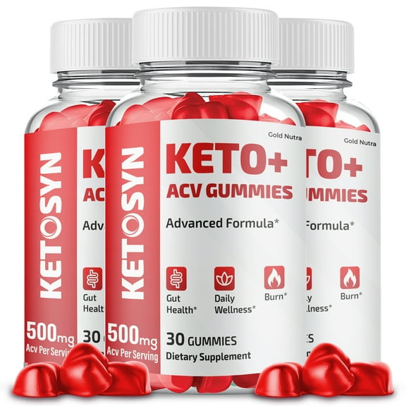 Ketosyn Keto ACV Gummies, with Apple Cider Vinegar, Max Strength, 3 Month Supply, Made in USA (3 Pack)