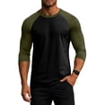 thumbnail image 6 of Dresfit Men's Baseball Tee Crew Neck 3/4 Sleeve Raglan Shirts 2026 Lounge Vintage Tops Loose Fit Colorblock Breathable Classic T Shirts Army Green, 6 of 6