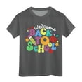 thumbnail image 4 of Povozer Toddler Baby Girl Back to School T-Shirt Outfit Kindergarten First Grade Short Sleeve T-Shirt WELCOME BACK TO SCHOOL Tops(Dark Gray,4-5 Years), 4 of 4
