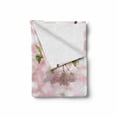 thumbnail image 2 of Flower Soft Flannel Fleece Blanket, Tender Pastel Pink Tones Floral Branch on Rippling Water with Reflection, Cozy Plush for Indoor and Outdoor Use, 60" x 80", Pale Pink Fern Green, by Ambesonne, 2 of 6