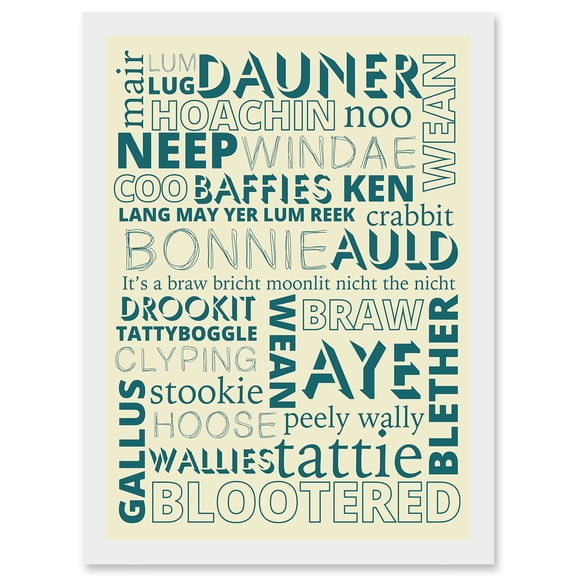 Quote Scottish Scotland Sayings Words Typography Artwork Framed Wall Art Print A4