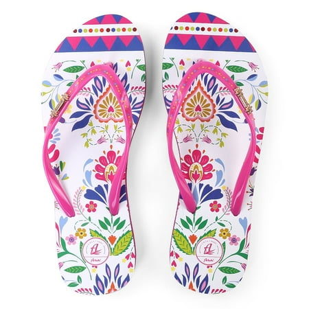 FlipFlop128 Women’s Tropical Flip Flops  Lightweight Thong Sandals for Beach  Pool  Travel & Everyday Wear
