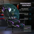 thumbnail image 3 of GTRACING Gaming Chair with Footrest Ergonomic Reclining Office Chair Swivel Rocker, Purple, 3 of 8