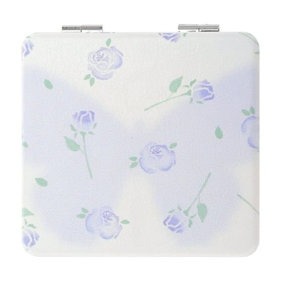 Unique Bargains 1 Pc Women Square Shape Handheld Mirror for Travel Purple Glass