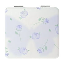 Unique Bargains 1 Pc Women Square Shape Handheld Mirror for Travel Purple Glass