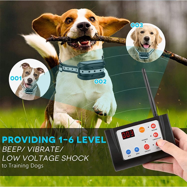 Wireless Pet Electric Trainer System Dog Training Shock 2 Collar Fence Outdoor 