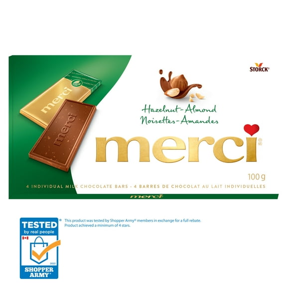 Barres de chocolat merci Noisettes-Amandes 100 g