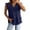Dark Blue, variant on Women's Blouses Split V-Neck Sleeveless With Ruffled Cap Sleeves Tops Chiffon Ruffled Peplum Hem Relaxed Fit Tees