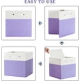 thumbnail image 4 of 13 x 13 Inch Fine Linen Storage Bins with Handles，Fabric Cube Boxs，Collapsible Basket Organizers for Shelves for Home, Closet Drawers (White/Purple-6 Pack), 4 of 14