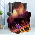 thumbnail image 4 of Fantasy Soft Flannel Fleece Blanket, Futuristic Cosmic Galaxy Space Planets Sci Fi Style Dreamy Landscape Illustration, Cozy Plush for Indoor and Outdoor Use, 70" x 90", Multicolor, by Ambesonne, 4 of 5