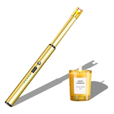 Candle Lighter Long Neck Gold Windproof Electric Arc Lighters for Gas Stove Fireplace BBQ Kitchen Grills