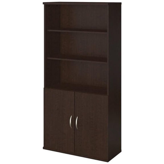 Scranton & Co Wood Mocha Cherry Bookcase with Doors Rectangular 72.79"