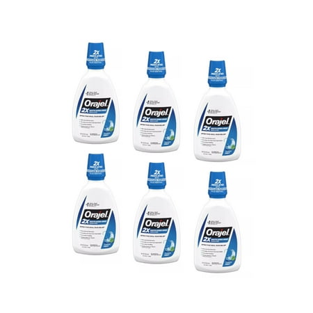 6 Pack - Orajel Antiseptic Mouth Sore Rinse 16 oz