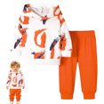 thumbnail image 2 of Quealent Toddler Boy Clothes Long Sleeve Hoodie Sweatsuits Tops and Pants 2Pcs Boys Fall Winter Outfits Set (Orange, 6-9 Months), 2 of 9