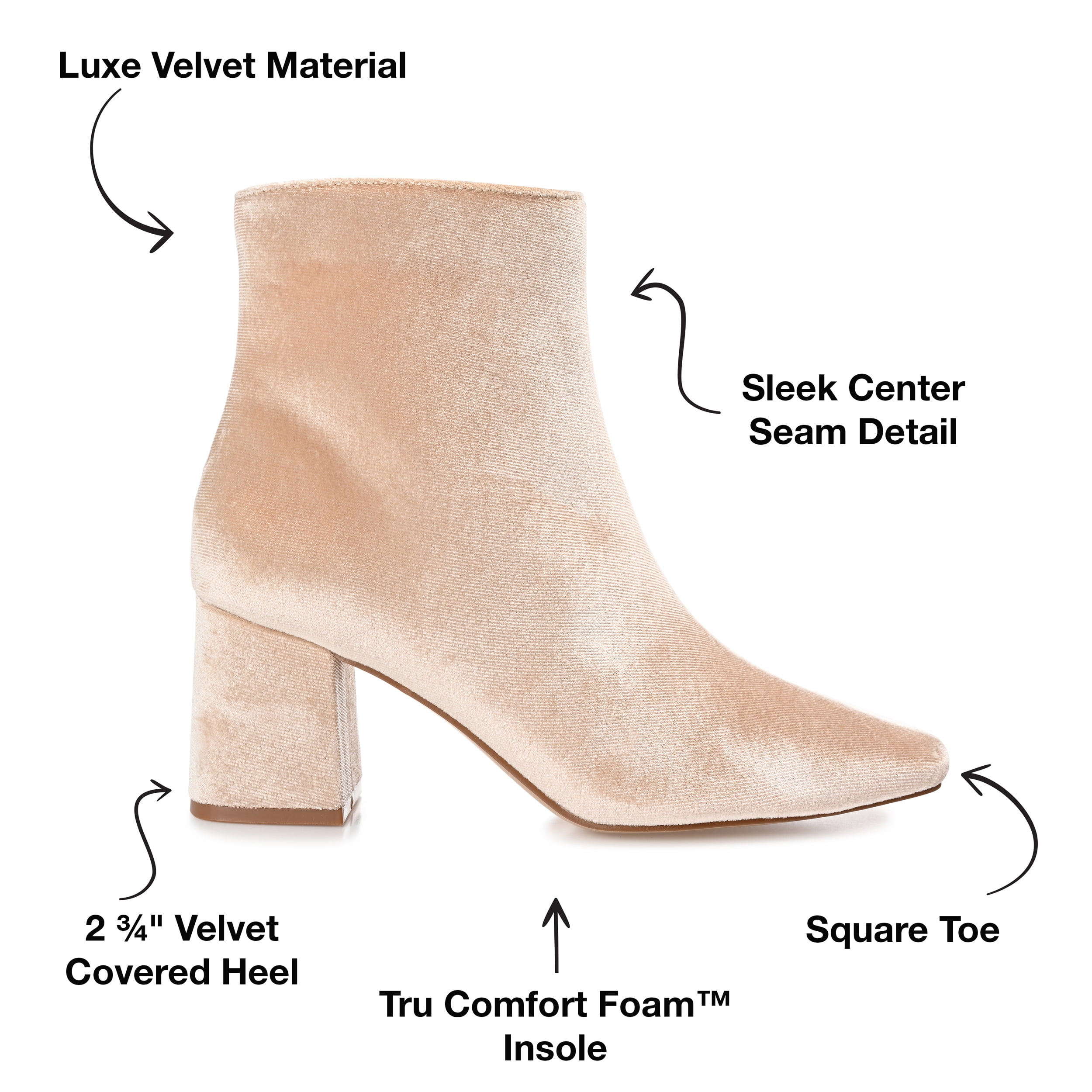Journee Womens Hazara Square Toe Block Heel Ankle Booties, Widths Available