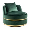 thumbnail image 2 of Modern Swivel Barrel Chair, Upholstered Velvet Round Accent Arm Chairs, 360 Degree Swivel Single Sofa Armchair for Nursery Living Room Bedroom, Green, 2 of 9